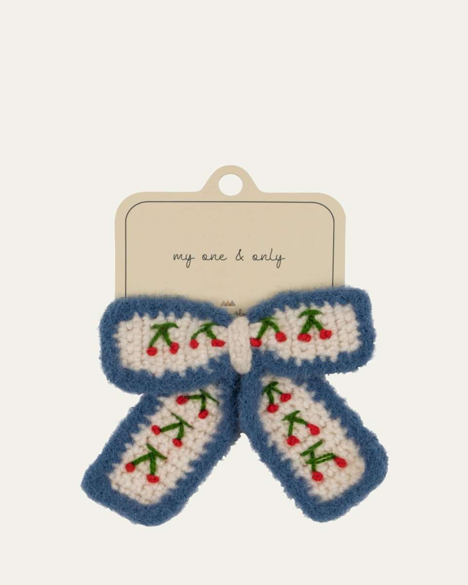 Girl's Cherry Crochet Bow Hair Clip